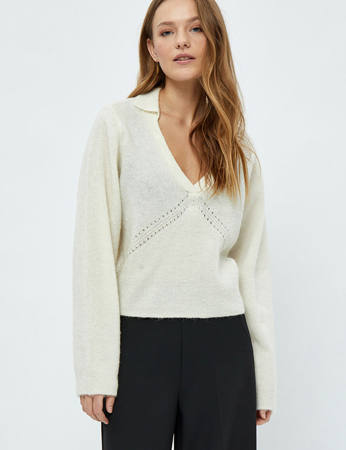 Minus Delphine Polo Knit Pullover Pullover 235 Cloud Dancer