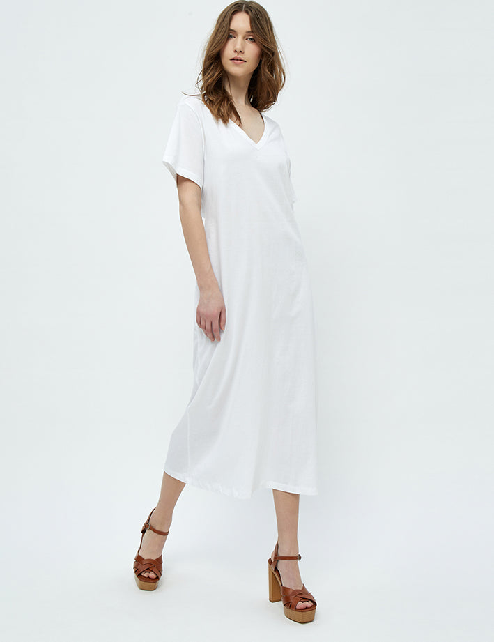 Desires Dina GOTS Short Sleeve Midcalf Dress Dress 0001 White