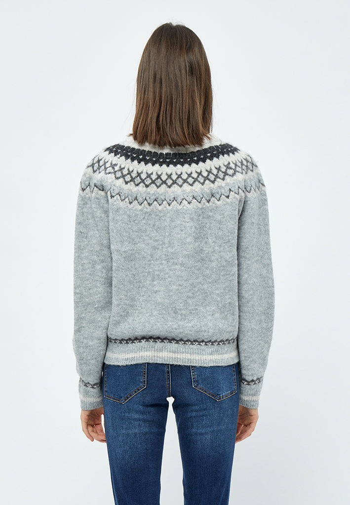Desires Elis Jacquard Knit Pullover 113M Grey Melange