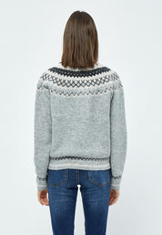 Desires Elis Jacquard Knit Pullover 113M Grey Melange