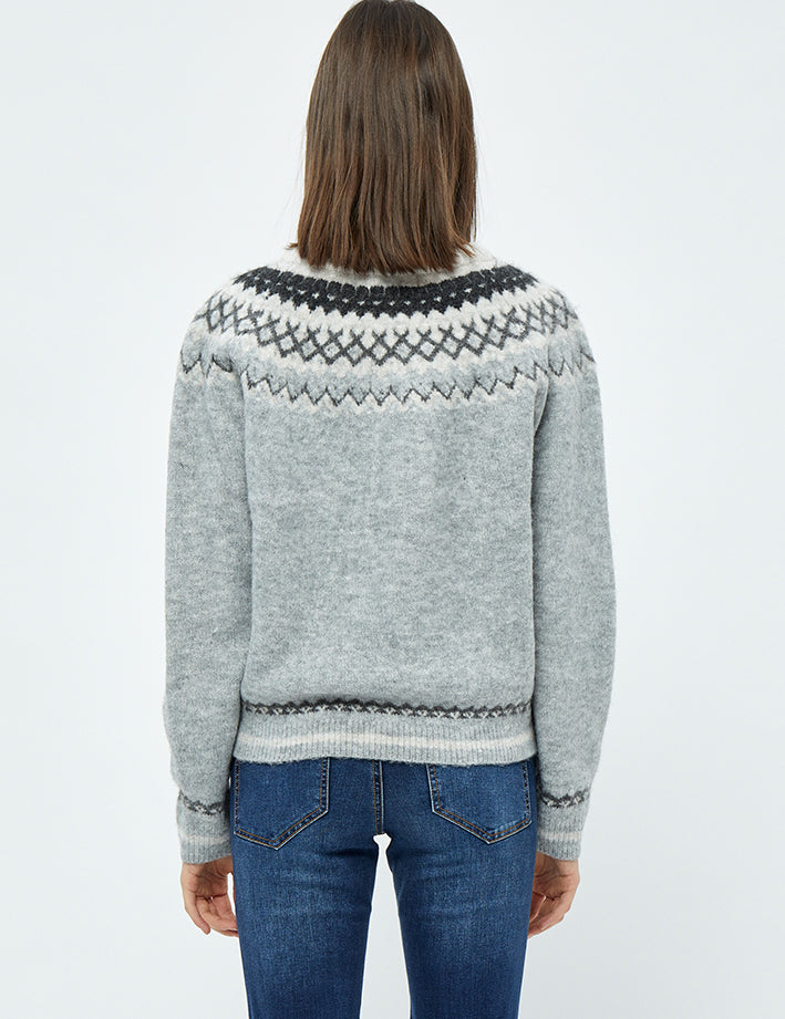 Desires Elis Jacquard Knit Pullover 113M Grey Melange