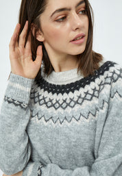 Desires Elis Jacquard Knit Pullover 113M Grey Melange