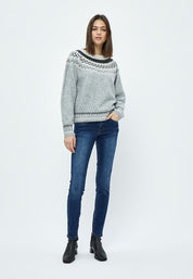 Desires Elis Jacquard Knit Pullover 113M Grey Melange