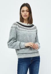 Desires Elis Jacquard Knit Pullover 113M Grey Melange