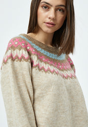 Desires Elis Jacquard Knit Pullover 9014M OYSTER GRAY MELANGE