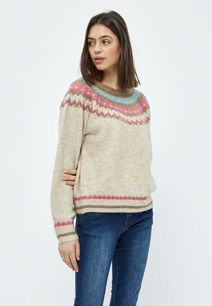 Desires Elis Jacquard Knit Pullover 9014M OYSTER GRAY MELANGE