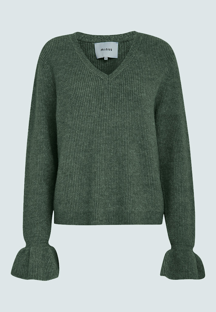 Minus Elise Puff Sleeve Knit Pullover Pullover 4112M Jungle Green Melange