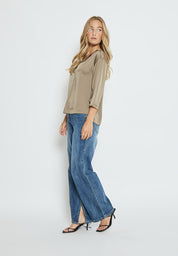 Desires Elke V-Neck 3/4 Sleeve Blouse Blouse 5213 IRON