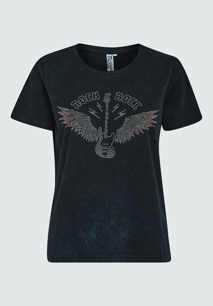 Desires Elona Printed T-Shirt T-Shirt 9005 BLACK WASHED