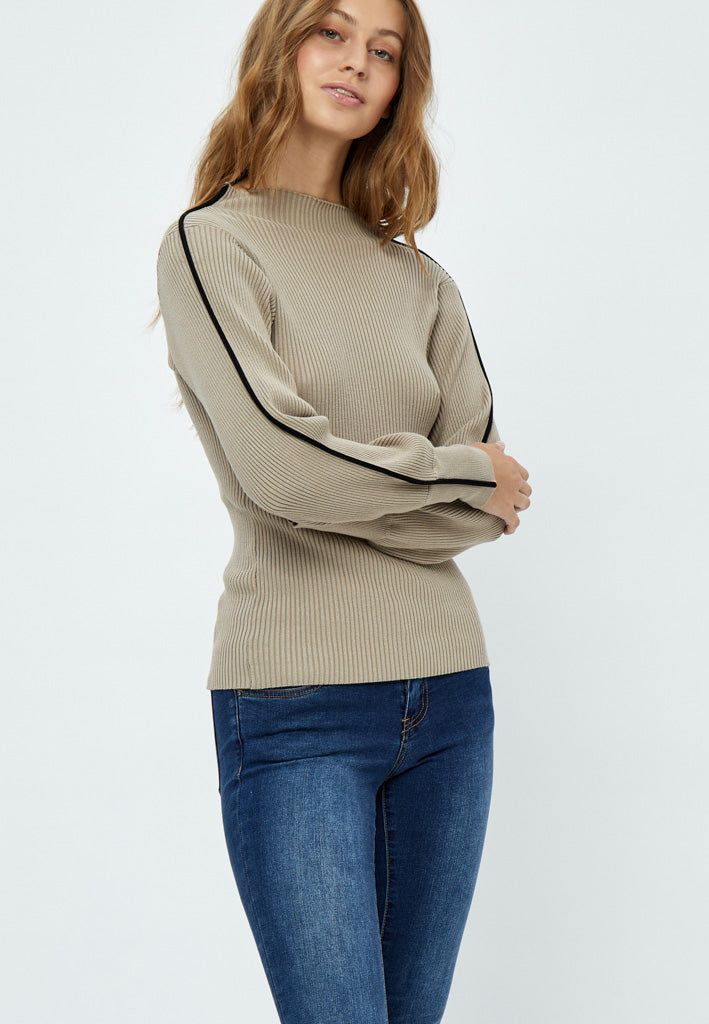 Desires Elouise Long Sleeve Knit Pullover Pullover 0021S Cobbelstone Stripe