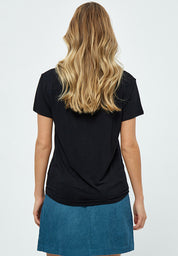 Desires Enny V-Neck Lace T-Shirt T-Shirt 9000 Black