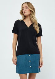 Desires Enny V-Neck Lace T-Shirt T-Shirt 9000 Black