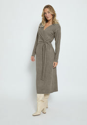 Desires Etal Long Sleeve Midi Wrap Knit Dress Dress 0139M Tuffet Melange