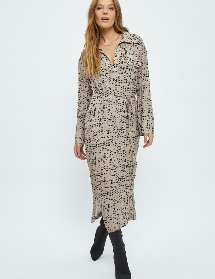 Desires Evaldi Long Sleeve Midi Dress Dress 0139P Tuffet Print