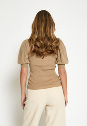 Minus Fine Short Sleeve Knit Pullover 0312M Tan Melange
