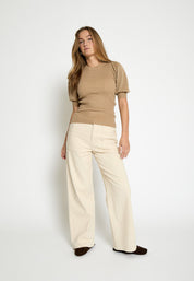 Minus Fine Short Sleeve Knit Pullover 0312M Tan Melange
