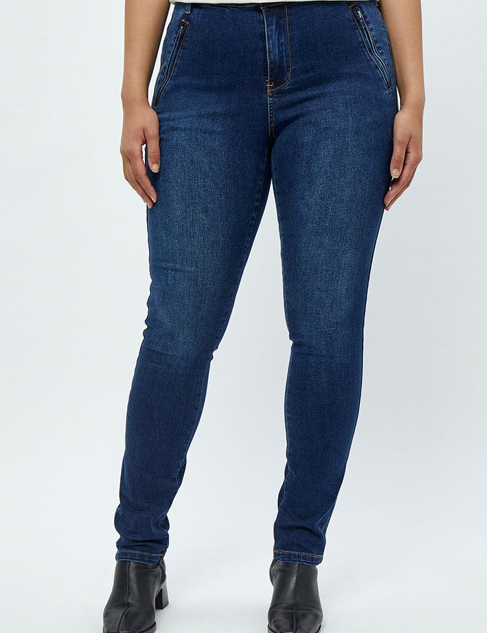 Peppercorn Franny High Waisted Slim Jeans Curve Jeans 9610 Mid Blue Denim
