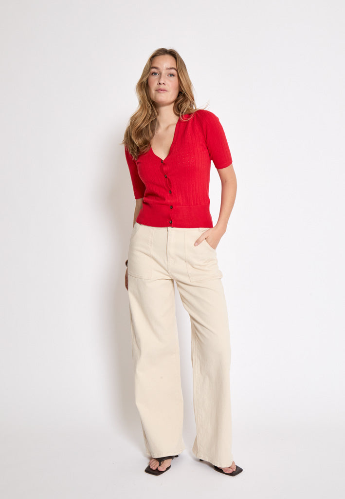 Desires Geisha Rib Holepattern Cardigan Cardigans 4053 Bittersweet Red