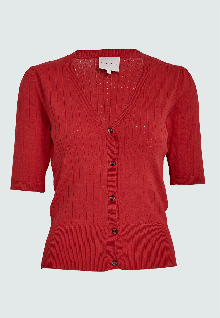 Desires Geisha Rib Holepattern Cardigan Cardigans 4053 Bittersweet Red