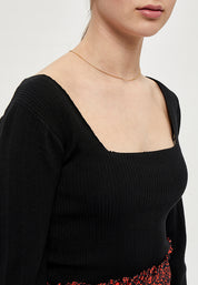 Desires Gry Squared Neck Pullover Pullover 9000 Black