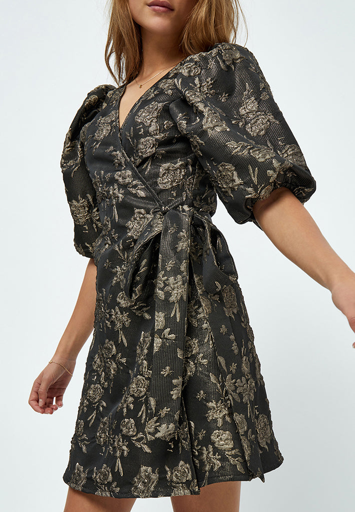 Peppercorn Hatisha Wrap Dress Dress 9000P Black Print