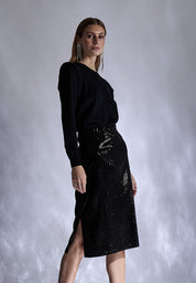 Minus Holli Sequin Midi Skirt Skirt 100 Black