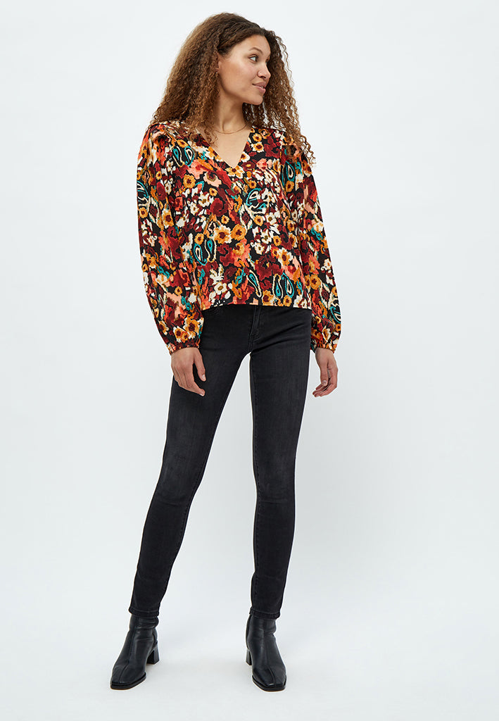 Desires Jaclyn V-neck Blouse Blouse 5000P Redwood Print