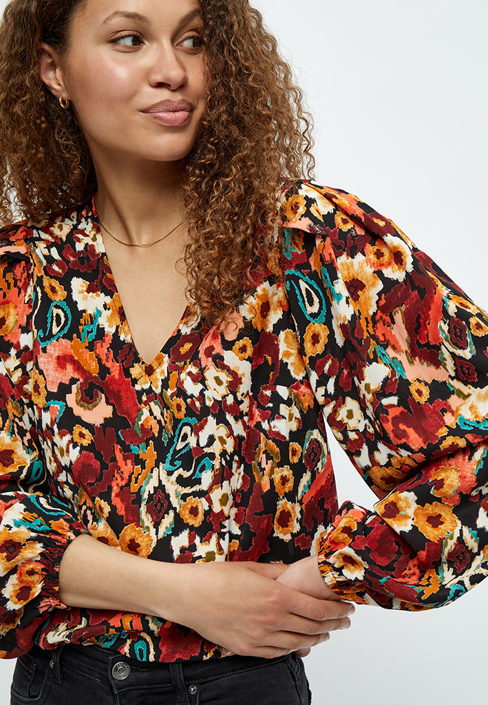 Desires Jaclyn V-neck Blouse Blouse 5000P Redwood Print