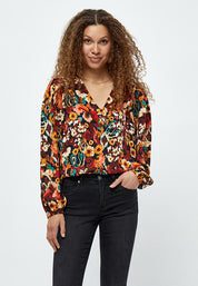 Desires Jaclyn V-neck Blouse Blouse 5000P Redwood Print