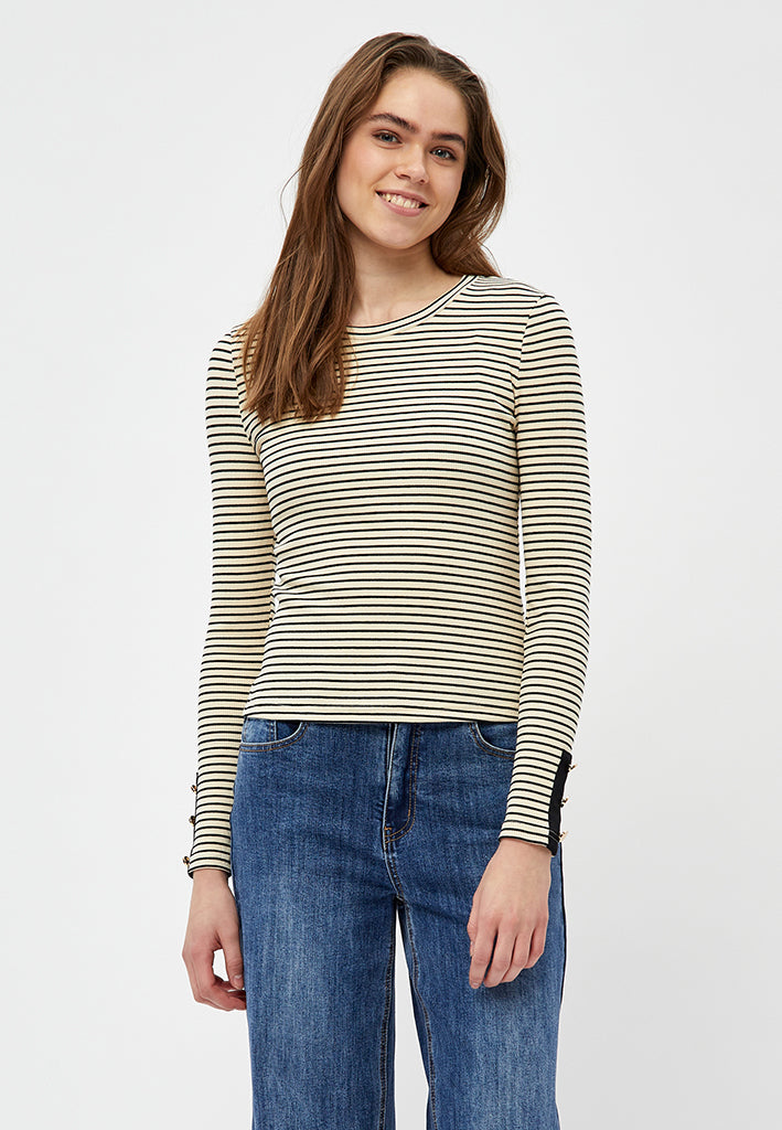 Desires Jamela Long Sleeve Tee T-Shirt 0011S Gardenia Stripe