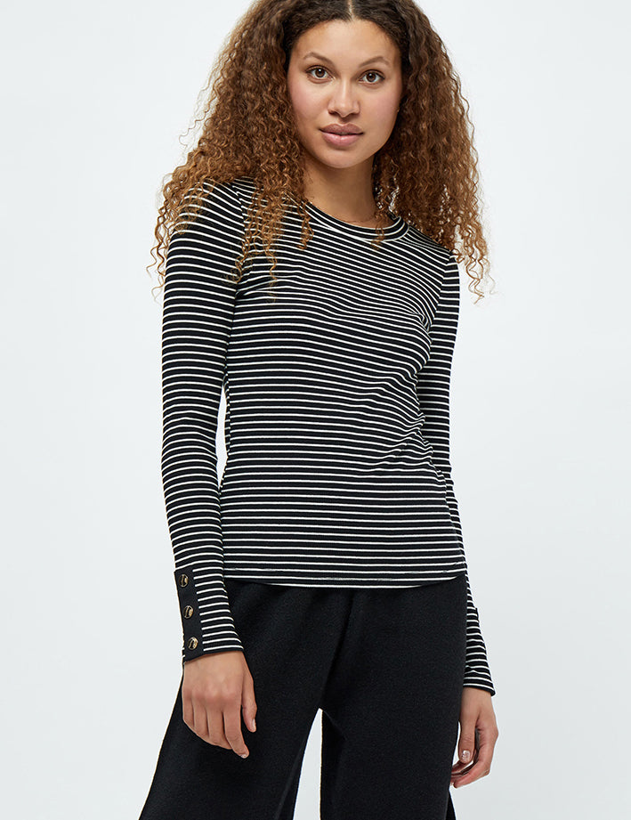 Desires Jamela Long Sleeve Tee T-Shirt 9000S Black Stripe