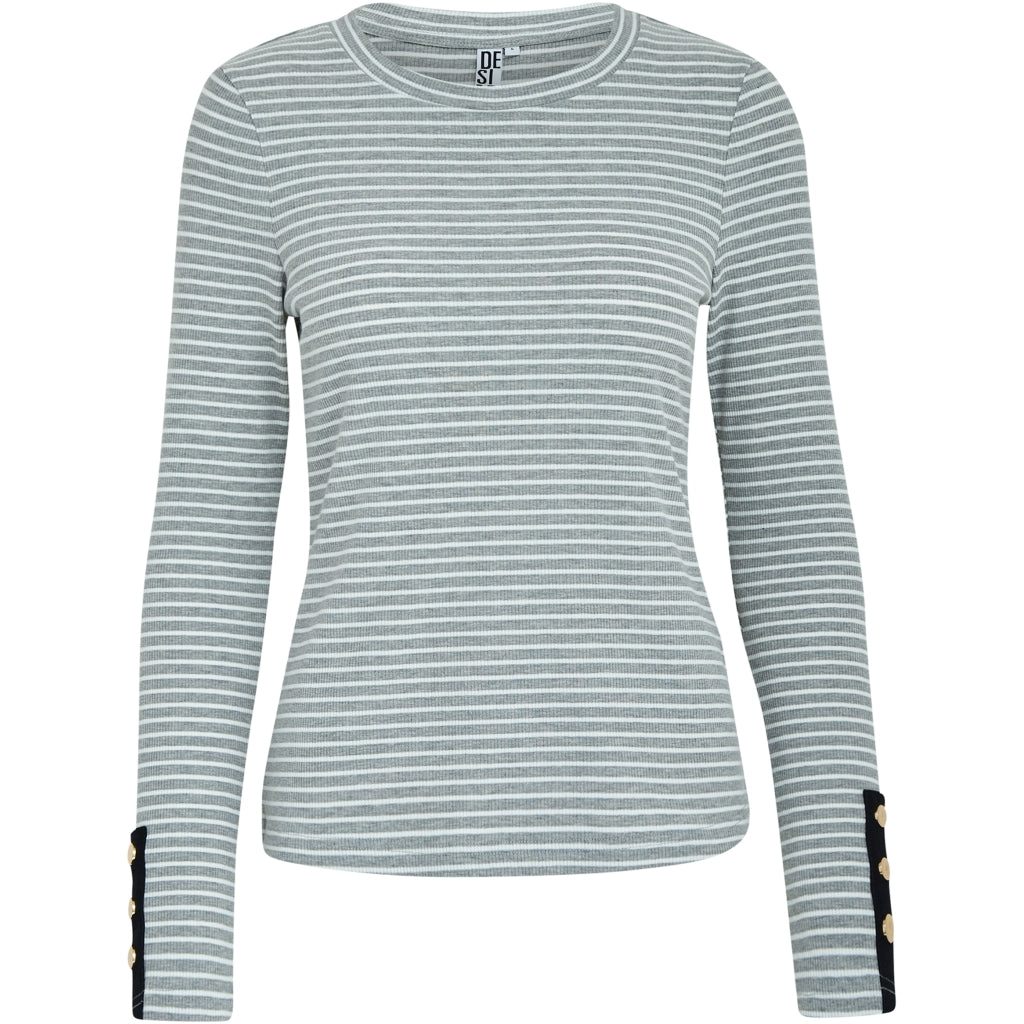 Desires Jamela Long Sleeve Tee T-Shirt 9472S Grey Stripe