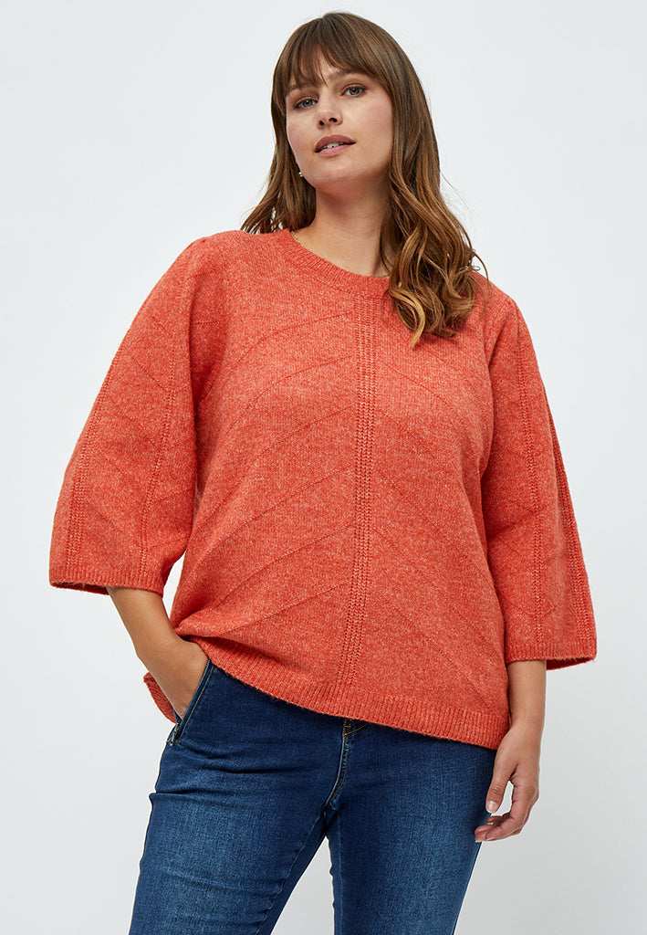 Peppercorn Lenore 3/4 Sleeve Pullover Curve Pullover 6722 Intense Orange