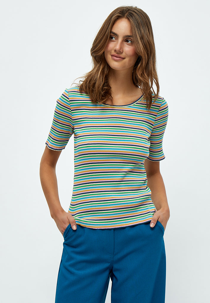 Peppercorn PCLeonora Striped T-Shirt T-Shirt 3205S Bright Green Stripe