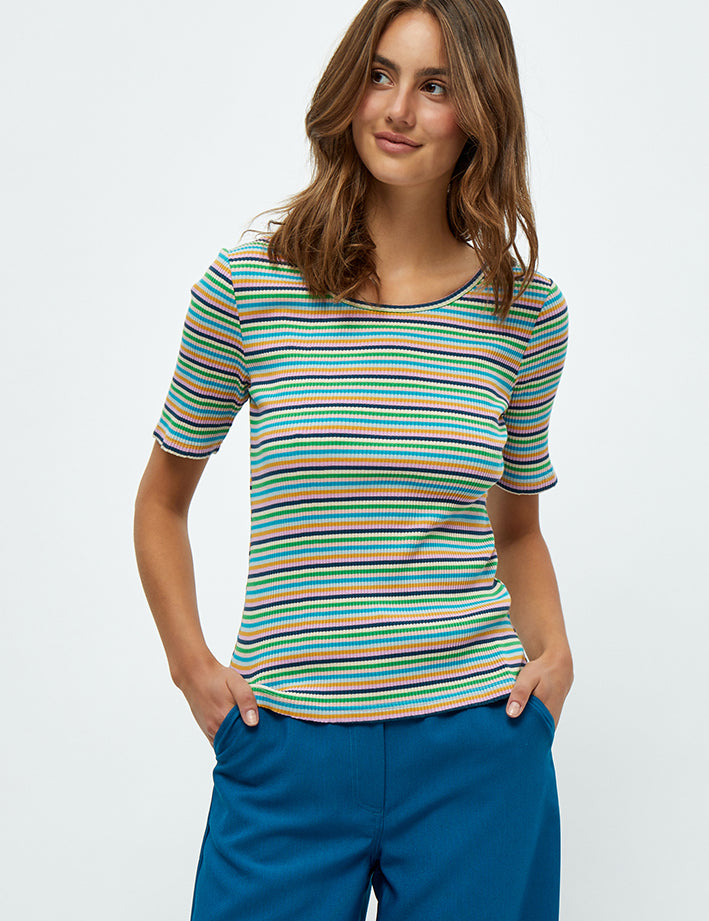 Peppercorn PCLeonora Striped T-Shirt T-Shirt 3205S Bright Green Stripe