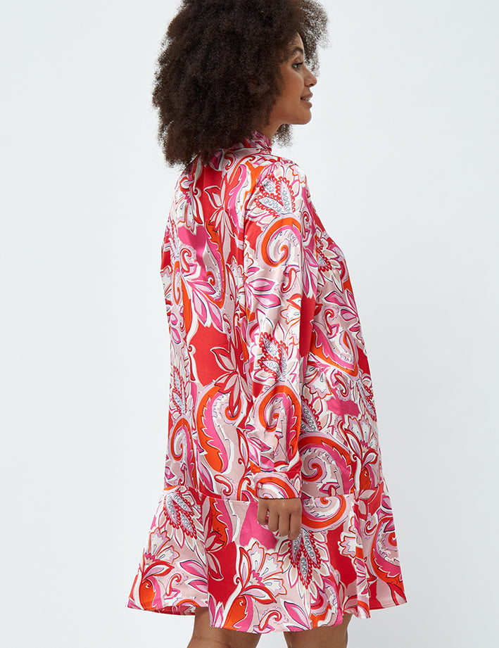 Peppercorn Lindi Long Sleeve Dress Curve Dress 4122P Magenta Pink Print