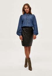Peppercorn Linette High Waisted Short PU Skirt Skirt 9000 Black