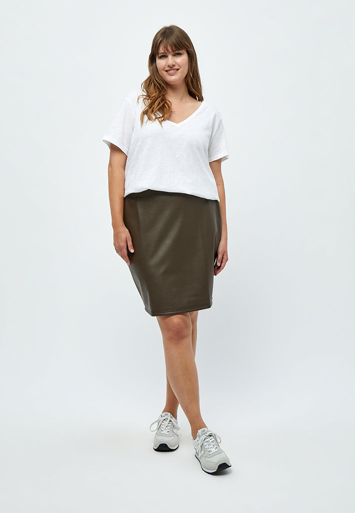 Peppercorn Linette PU Skirt Curve Skirt 5661 SLATE BROWN
