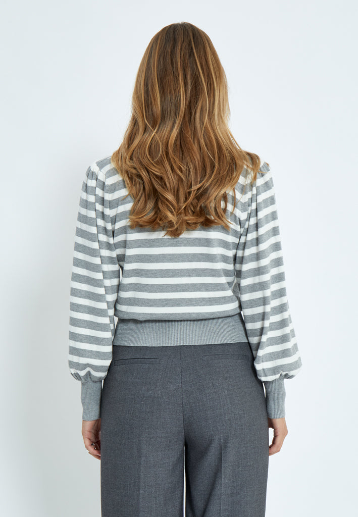 Minus Liva Long Sleeve Pullover Pullover 112S Light Grey Striped