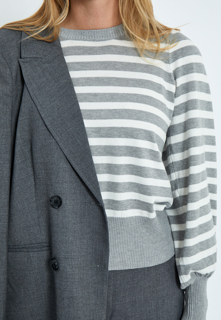 Minus Liva Long Sleeve Pullover Pullover 112S Light Grey Striped