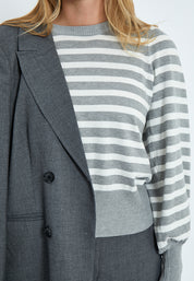 Minus Liva Long Sleeve Pullover Pullover 112S Light Grey Striped