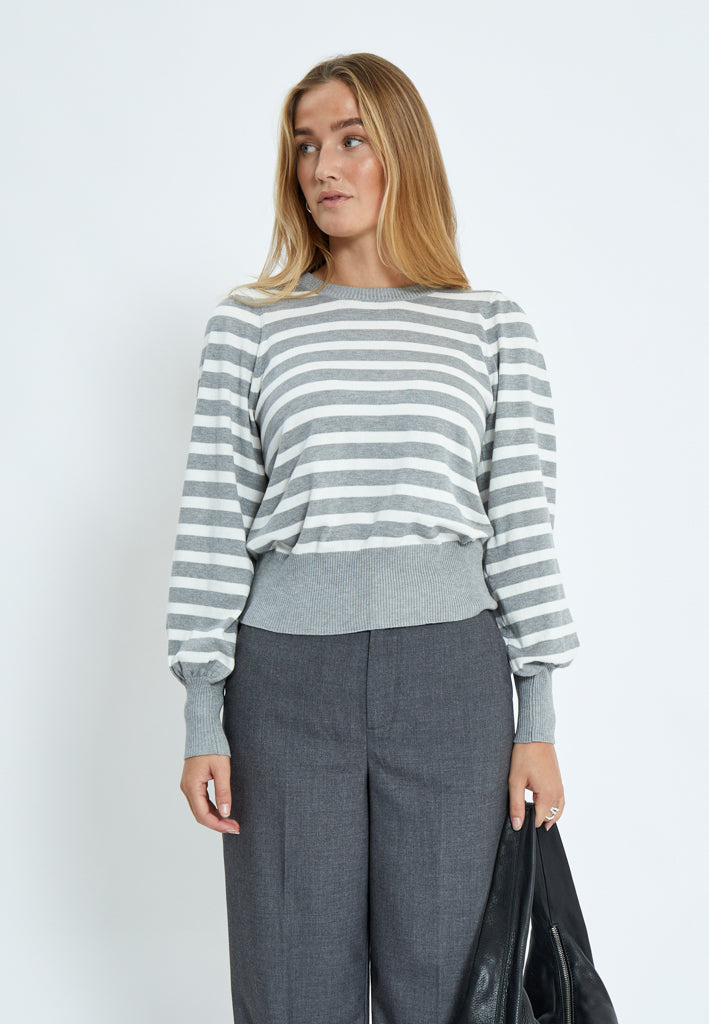 Minus Liva Long Sleeve Pullover Pullover 112S Light Grey Striped