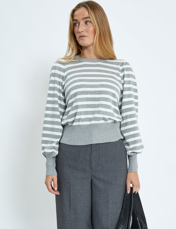 Minus Liva Long Sleeve Pullover Pullover 112S Light Grey Striped