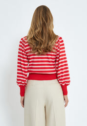 Minus Liva Long Sleeve Pullover Pullover 4175S Tomato Striped