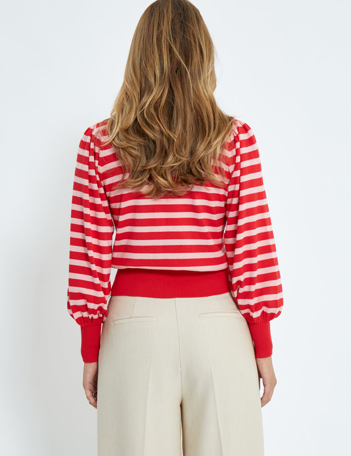 Minus Liva Long Sleeve Pullover Pullover 4175S Tomato Striped