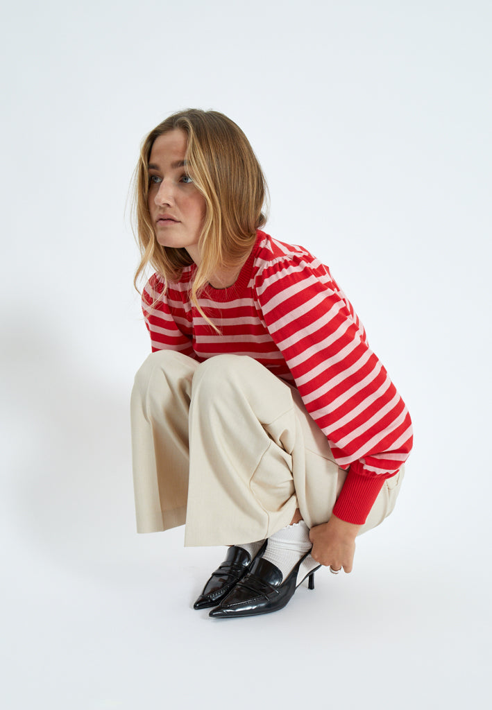 Minus Liva Long Sleeve Pullover Pullover 4175S Tomato Striped