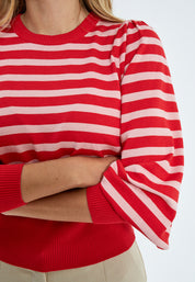 Minus Liva Long Sleeve Pullover Pullover 4175S Tomato Striped