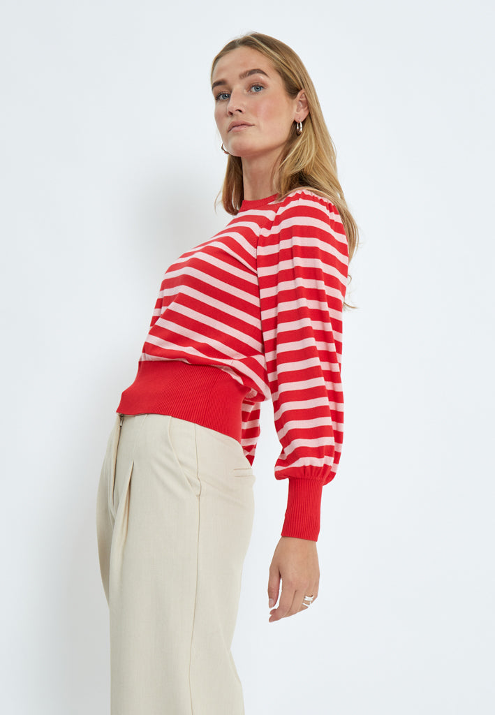 Minus Liva Long Sleeve Pullover Pullover 4175S Tomato Striped