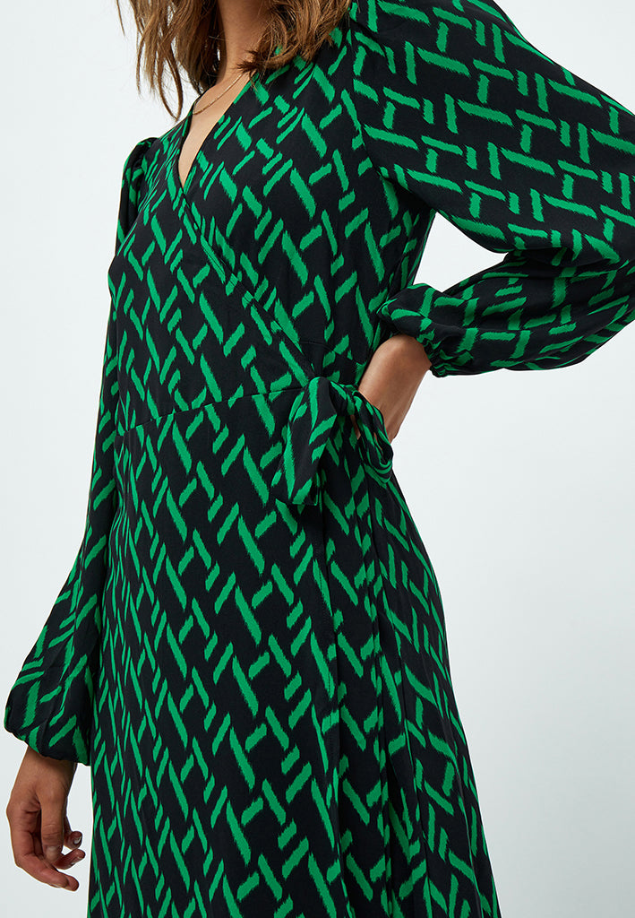 Peppercorn Lou Wrap Dress Dress 3205P Bright Green Print