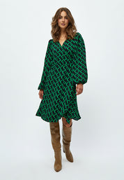 Peppercorn Lou Wrap Dress Dress 3205P Bright Green Print